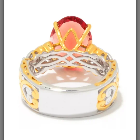 Retired Gems En Vogue 7.79ctw Andesine & White Zircon Cocktail 💍 Sz 6! 🔥 - Picture 5 of 9